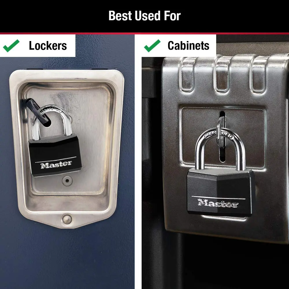 Master Lock Gym Locker Lock, Keyed Lock, Black Covered Aluminum Lock 141D | Scratch & Corrosion Resistant - view 3