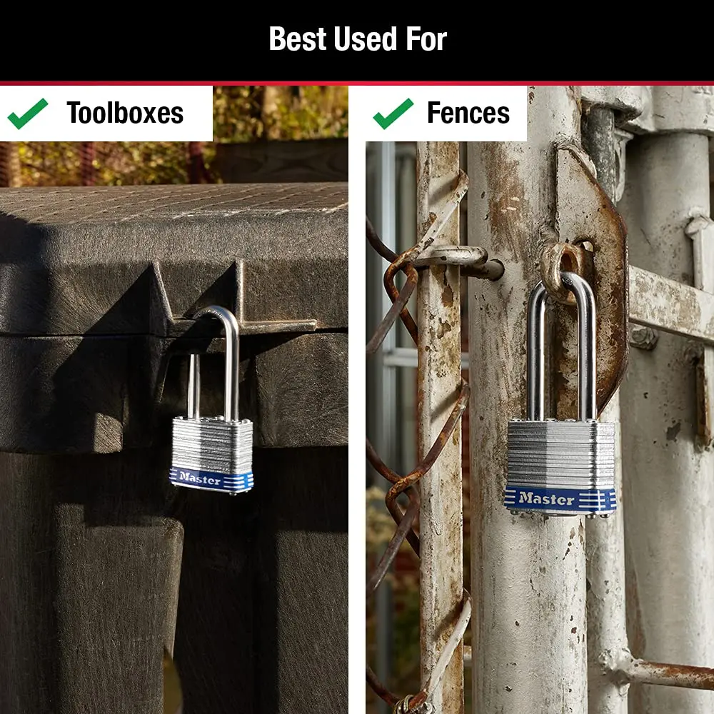 Master Lock 3DLH Laminated Steel Padlock with Key, 40mm Body, 51mm Shackle | Hardened Steel Shackle & 4-Pin Cylinder - view 4