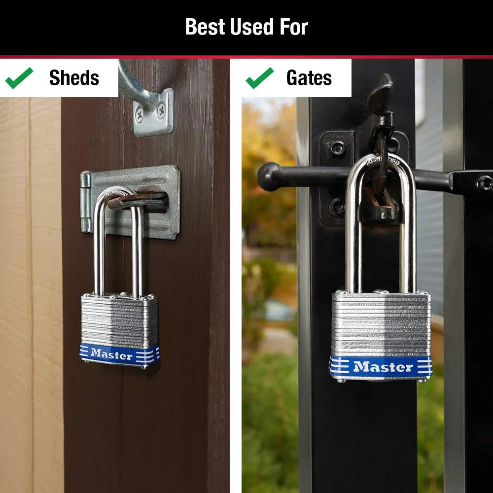 Master Lock 3DLH Laminated Steel Padlock with Key, 40mm Body, 51mm Shackle | Hardened Steel Shackle & 4-Pin Cylinder - view 3