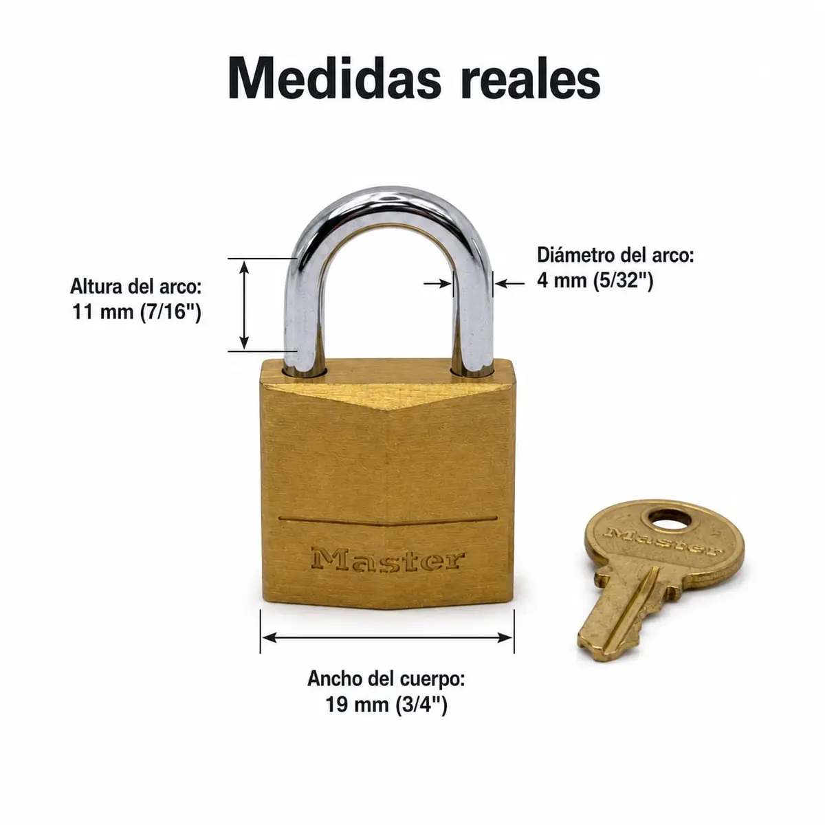 Master Lock Padlock, Solid Brass, 3/4 in. Wide, 120Q, Pack of 4 | Corrosion-Resistant, Keyed Alike - view 4