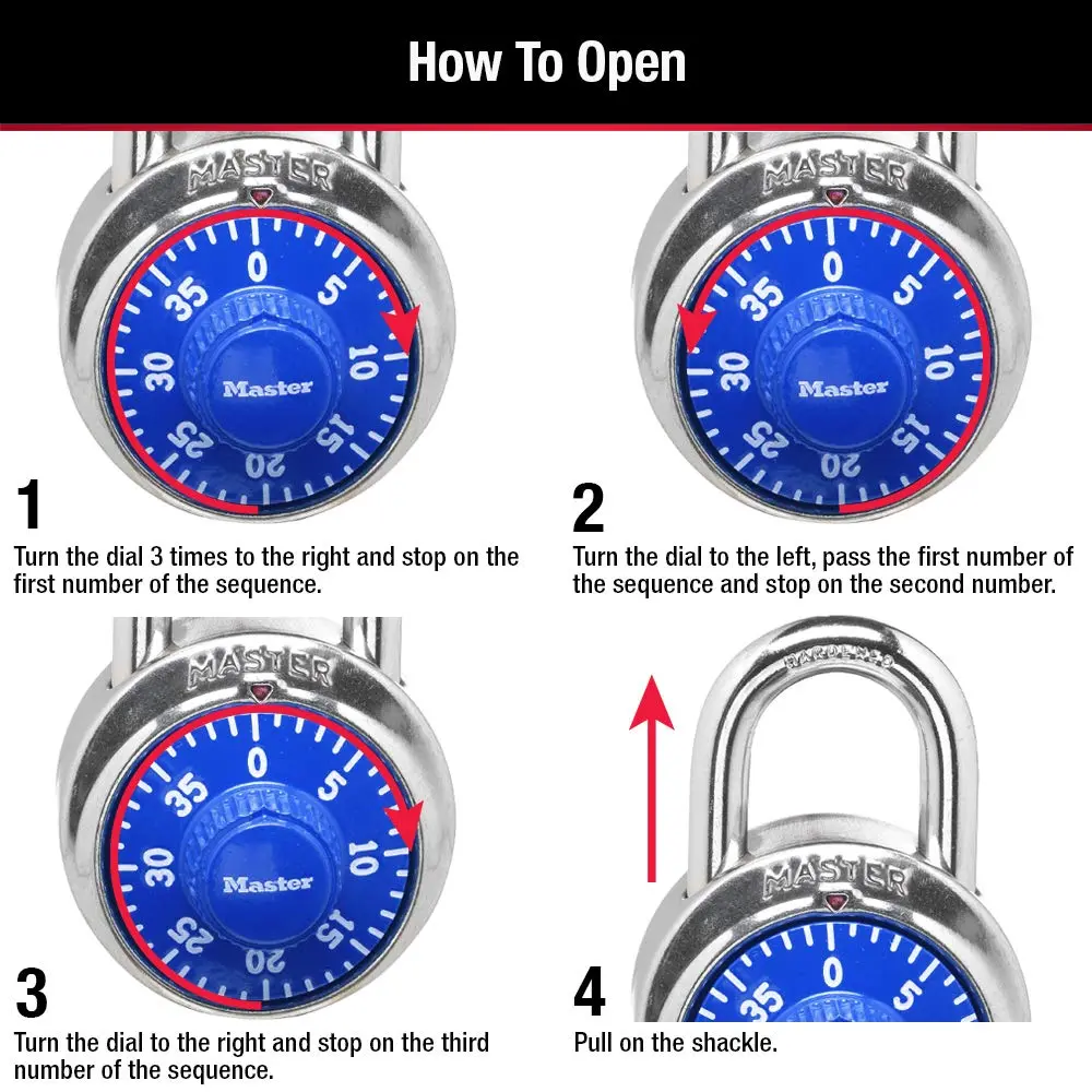 Master Lock Combination Lock for Gym Lockers, Blue | 3-Digit Keyless Security - view 5
