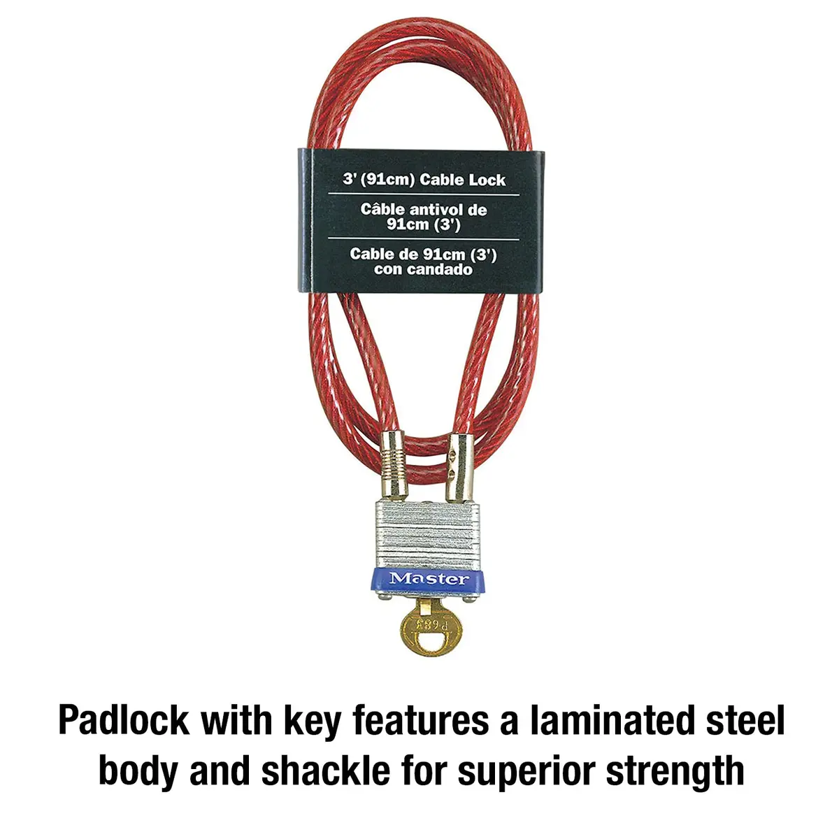 Master Lock 719D Steel Cable with Key Lock 3 ft (91 cm) | Outdoor Security - view 4
