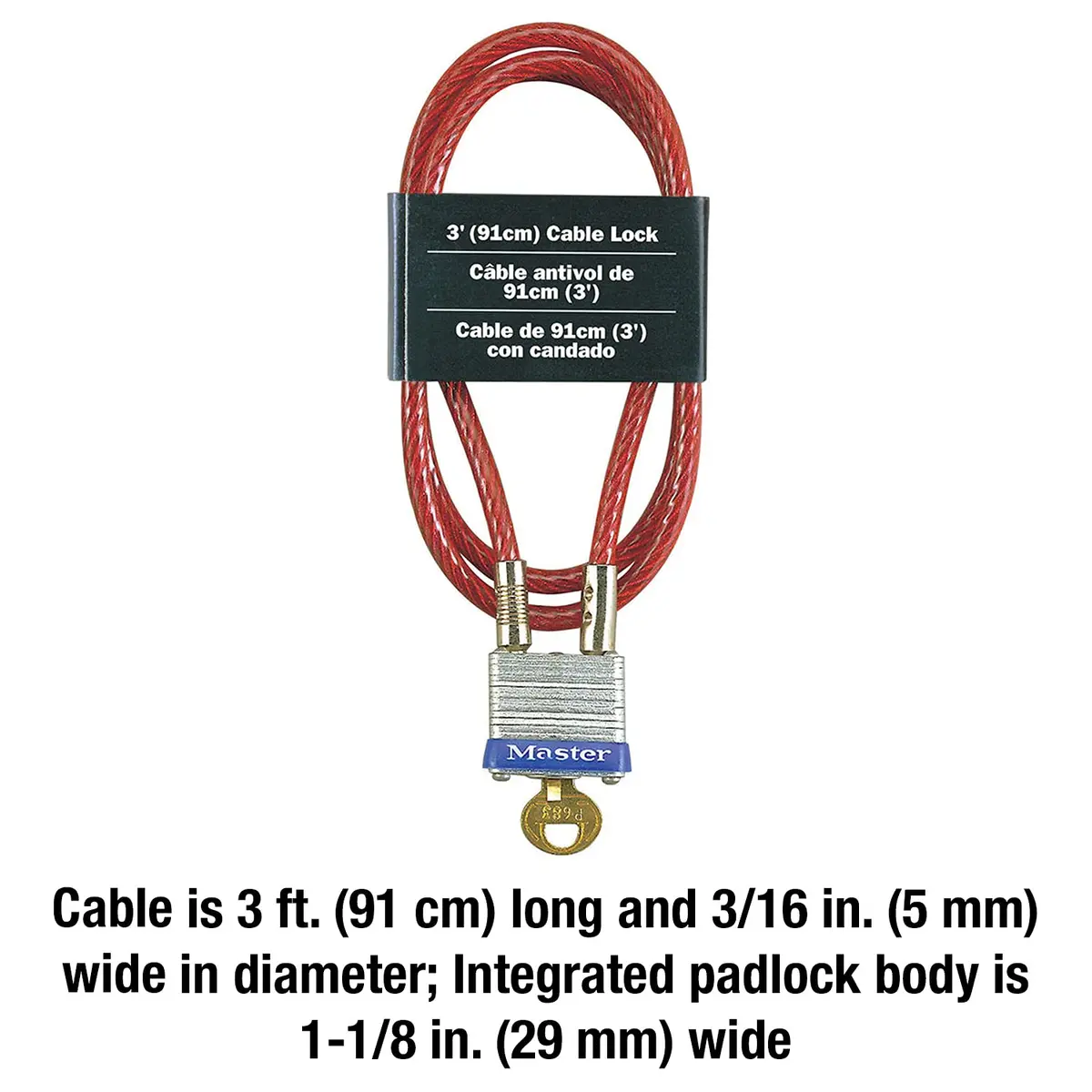 Master Lock 719D Steel Cable with Key Lock 3 ft (91 cm) | Outdoor Security - view 5