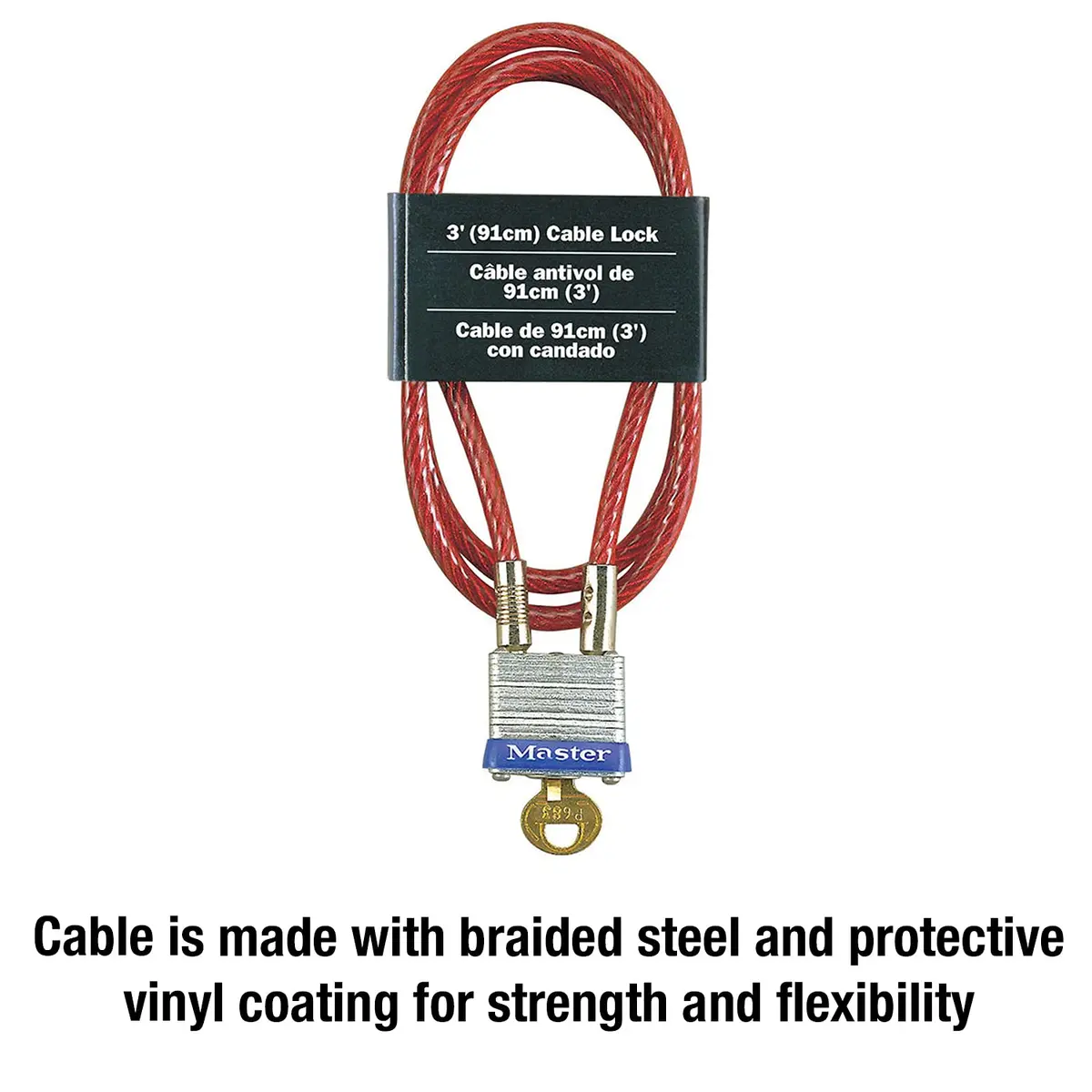Master Lock 719D Steel Cable with Key Lock 3 ft (91 cm) | Outdoor Security - view 3