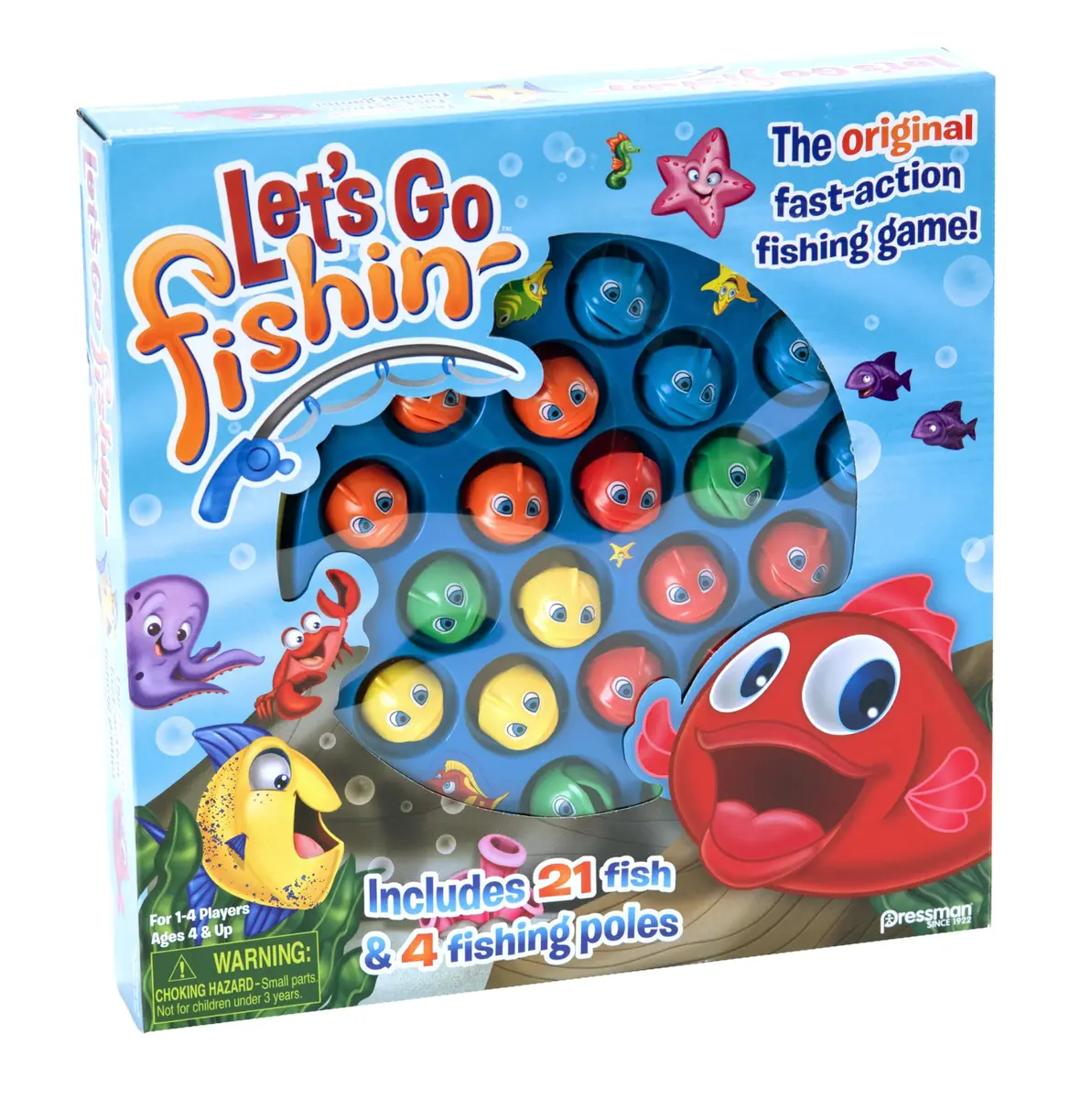 Pressman Let's Go Fishin' Game - Original Rotating Pond Edition | 21 Fish, 4 Poles, Ages 4+ - view 6