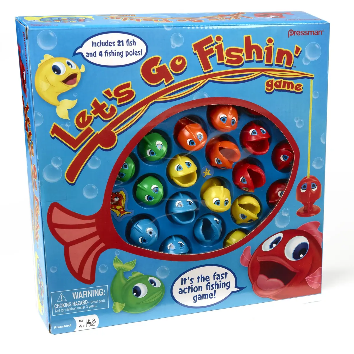 Pressman Let's Go Fishin' Game - Original Rotating Pond Edition | 21 Fish, 4 Poles, Ages 4+ - main product image