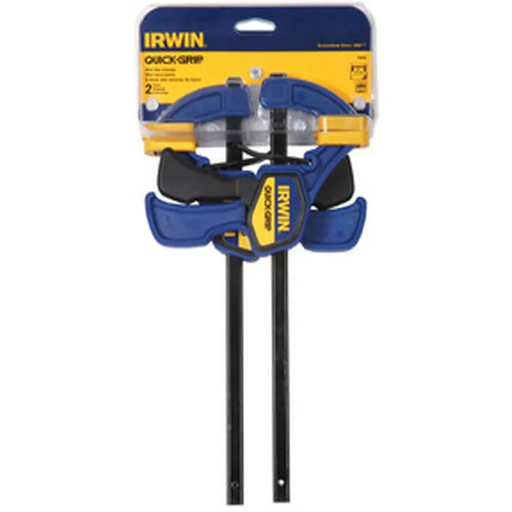 IRWIN Quick-Grip One-Handed Mini Bar Clamp 2 Pack, 15cm (6") | Holds Workpieces Firmly with 140 lbs Force - main product image