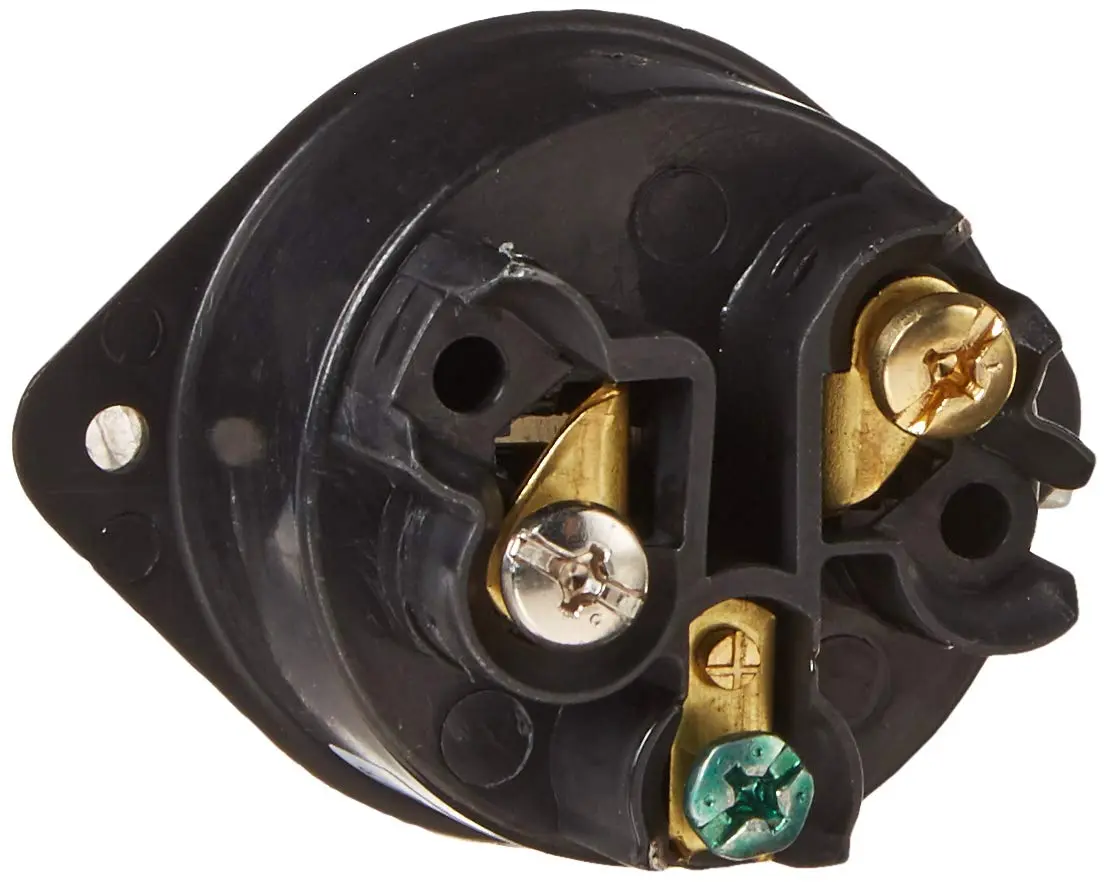 Leviton 15 Amp, 125 Volt, Flanged Inlet Receptacle, Straight Blade, Commercial Grade, Grounding, Back Wired, Black | Heavy-duty UL 498 approved plug - view 2