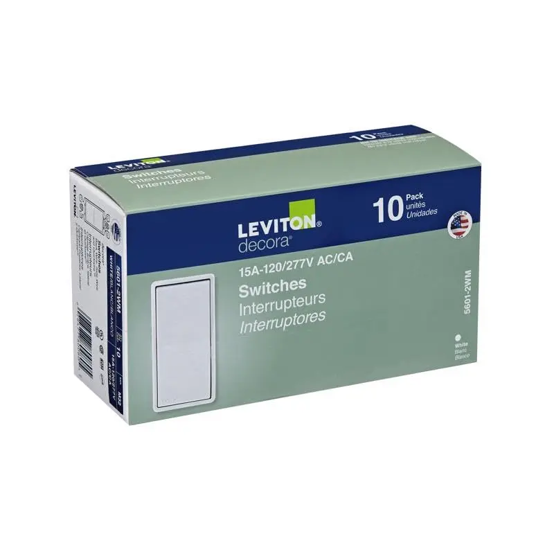Leviton Decora Rocker Single-Pole AC Quiet Switch 15 Amp | Modern, Reliable, Grounded (70-120 chars) - main product image