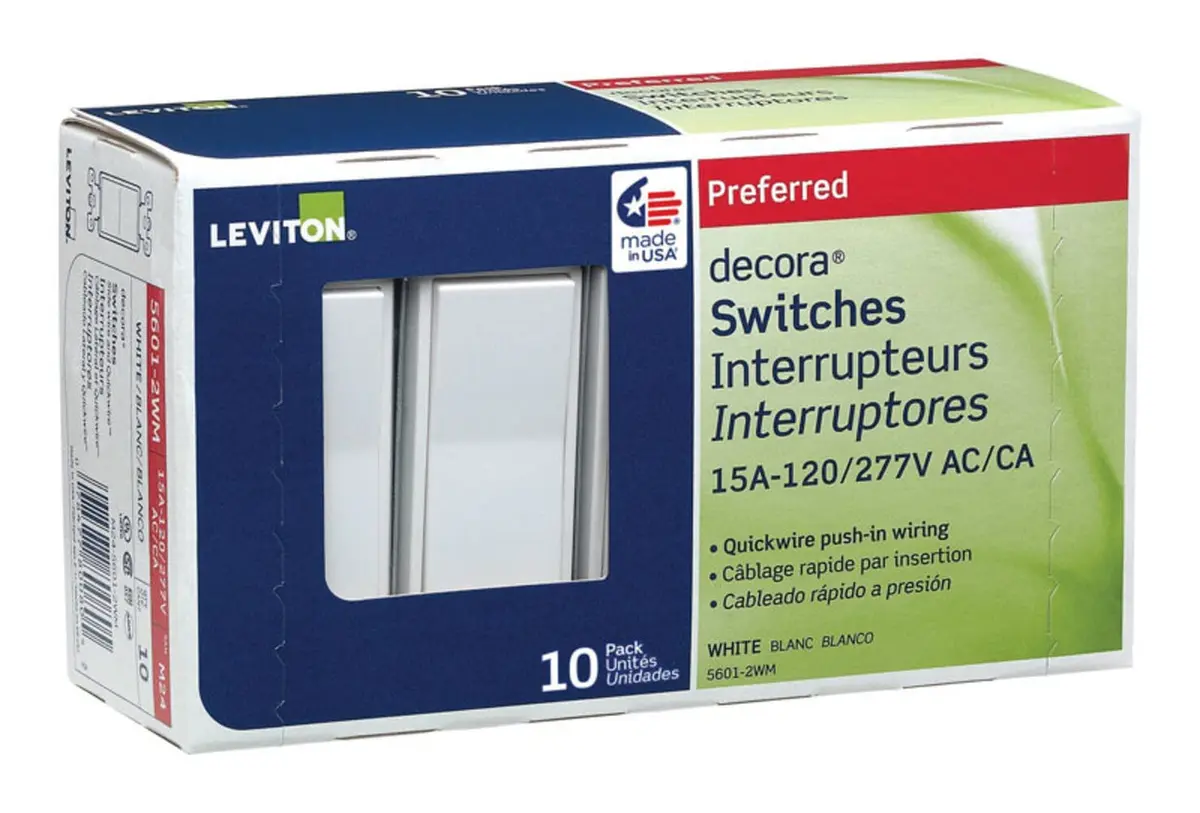 Leviton Decora Rocker Single-Pole AC Quiet Switch 15 Amp | Modern, Reliable, Grounded (70-120 chars) - view 4