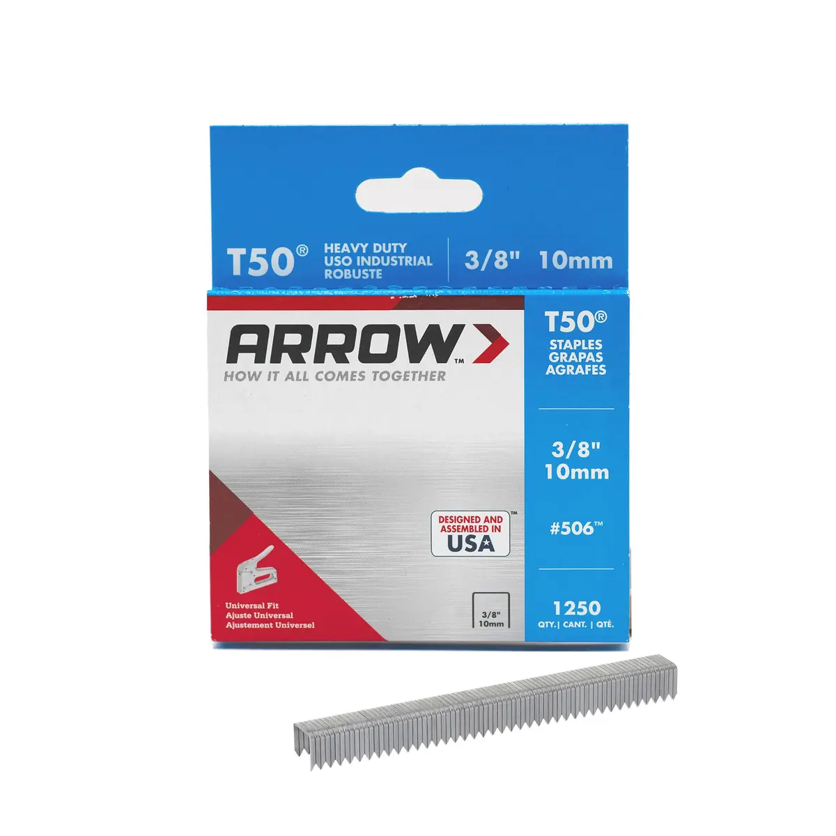 Arrow Heavy Duty Staples 3/8-Inch Leg & Crown | Durable Steel for Upholstery & Construction - main product image