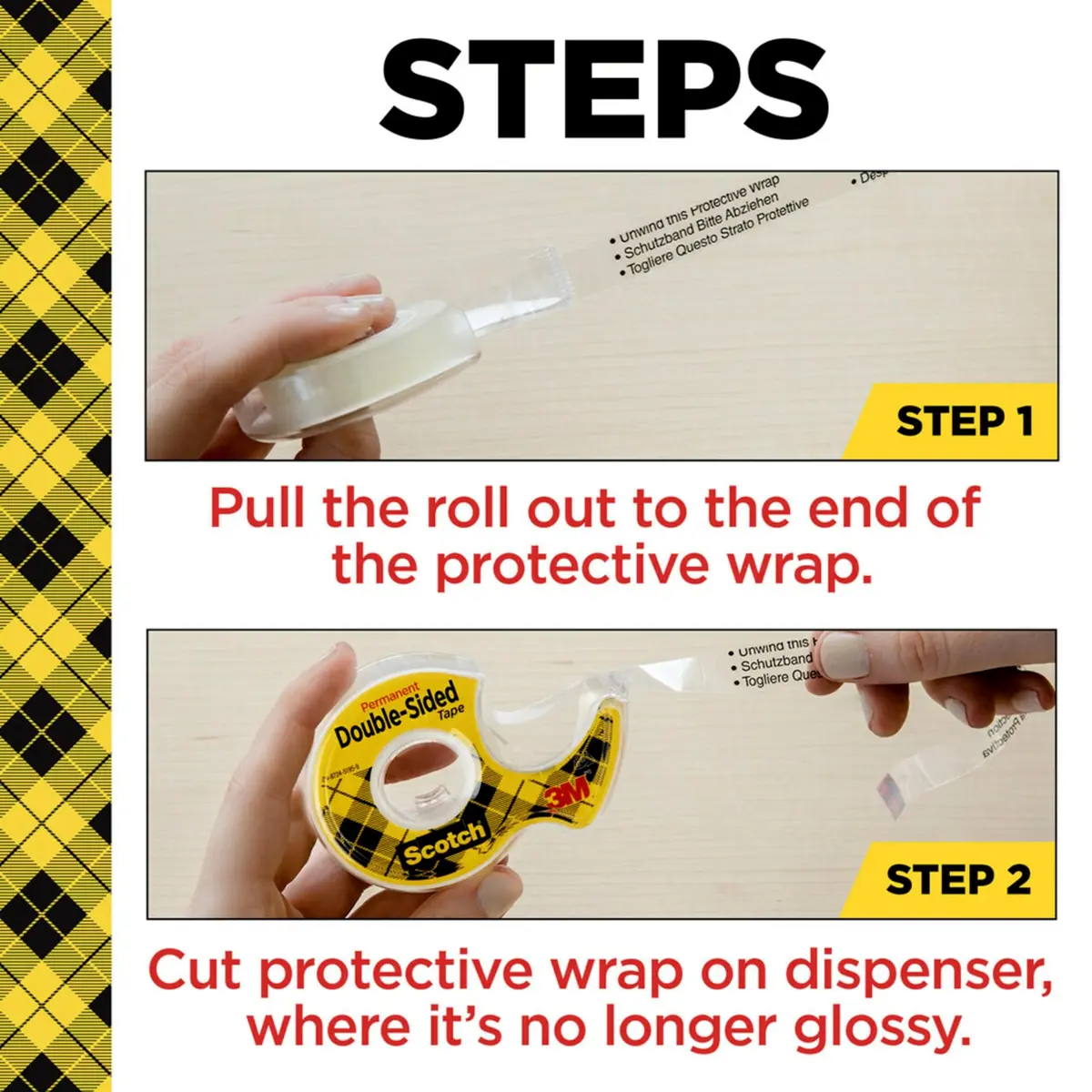 Scotch Permanent Double Sided Tape with Dispenser 1.27 cm x 635 cm (0.5 in. x 250 in.) | Mess-Free Permanent Adhesive - view 4