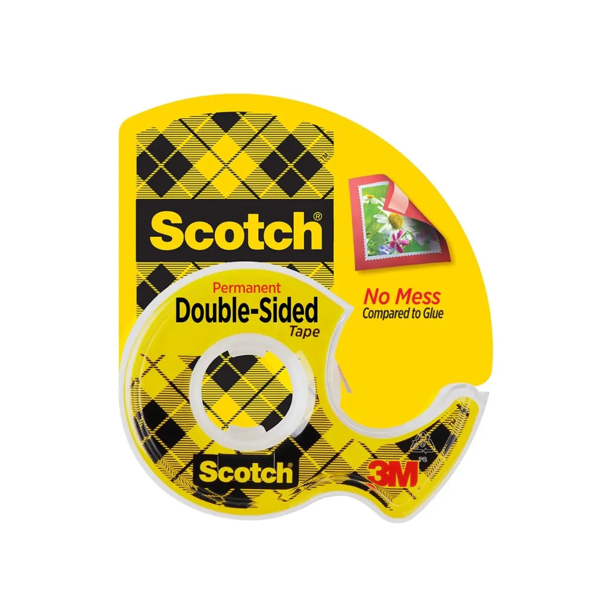 Scotch Permanent Double Sided Tape with Dispenser 1.27 cm x 635 cm (0.5 in. x 250 in.) | Mess-Free Permanent Adhesive - main product image