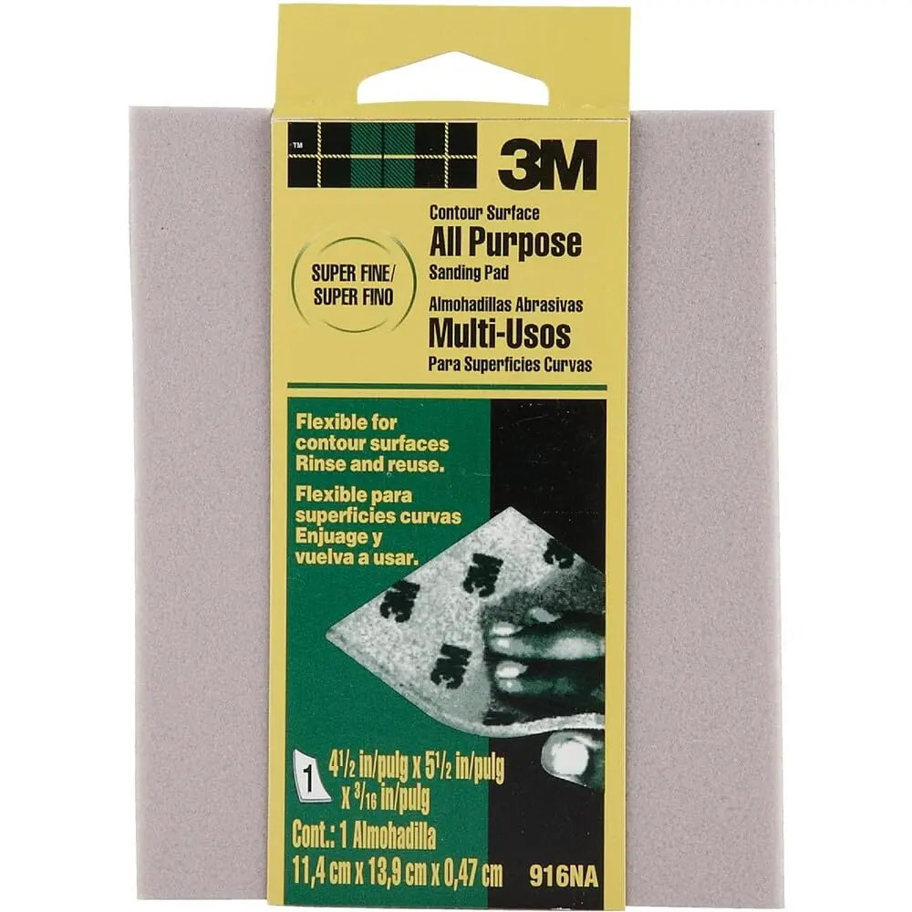 3M Contour Surface Sanding Sponge 4.5-in x 5.5-in x 0.2-in | Flexible, Clog-Resistant for Contoured Surfaces - main product image