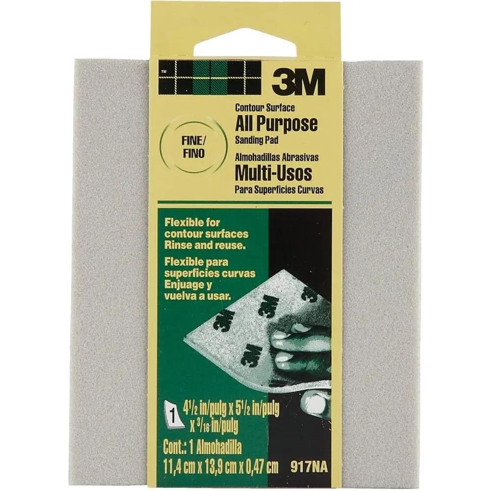 3M 917DC-NA Sanding Sponge Pack of 1 | Fine Grit for Contoured Surfaces - main product image