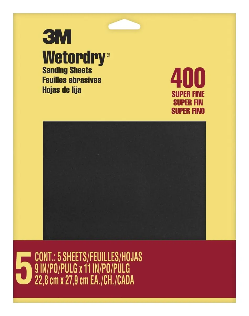 3M Wetordry Sandpaper 9 in. x 11 in. 400 Grit | Waterproof Silicon Carbide Sheets for Metal & Wood - main product image