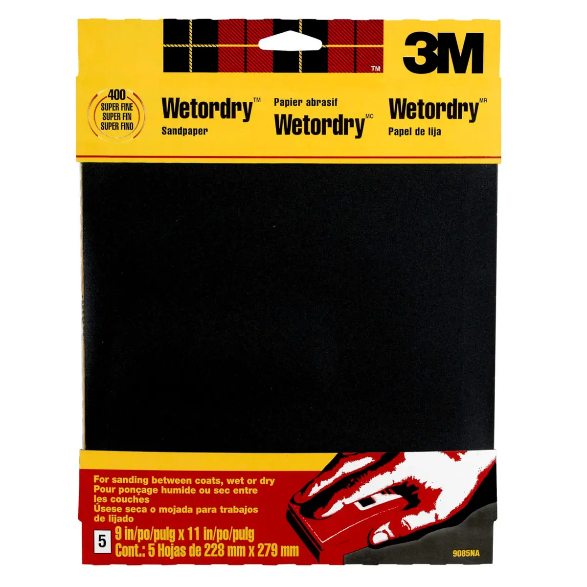 3M Wetordry Sandpaper 9 in. x 11 in. 400 Grit | Waterproof Silicon Carbide Sheets for Metal & Wood - view 2