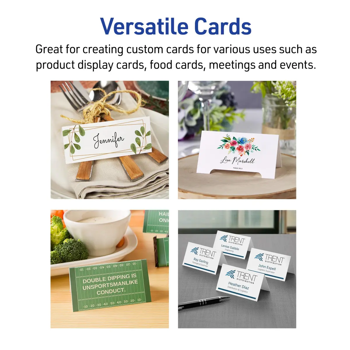 Avery Printable Tent Cards, 2.5" x 8.5", Matte White, 100 Place Cards | Customizable, Heavyweight Cardstock, Perfect for Events - view 6
