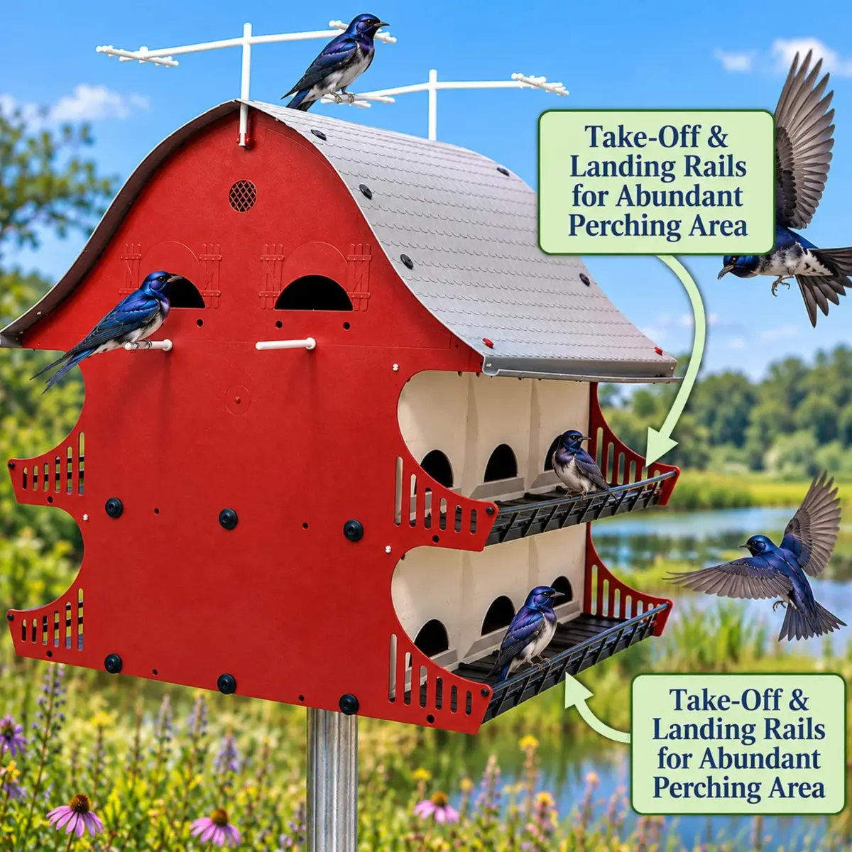 S&K Purple Martin House, 16-Room Birdhouse for Backyard Birding | Durable Polypropylene, Easy Assembly, 16 Compartments - view 5