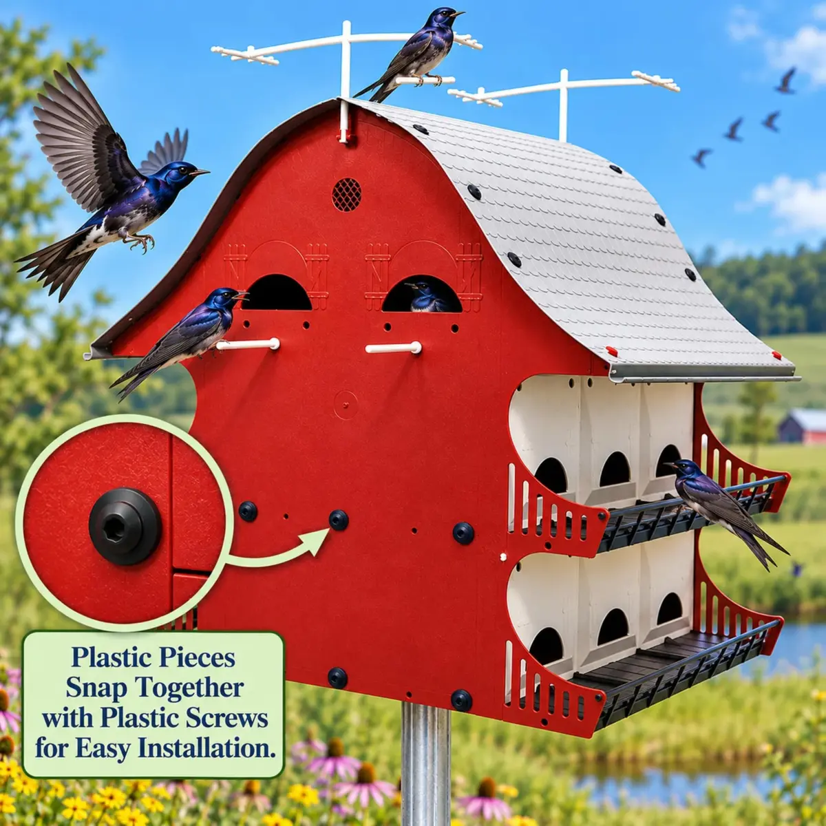 S&K Purple Martin House, 16-Room Birdhouse for Backyard Birding | Durable Polypropylene, Easy Assembly, 16 Compartments - view 7