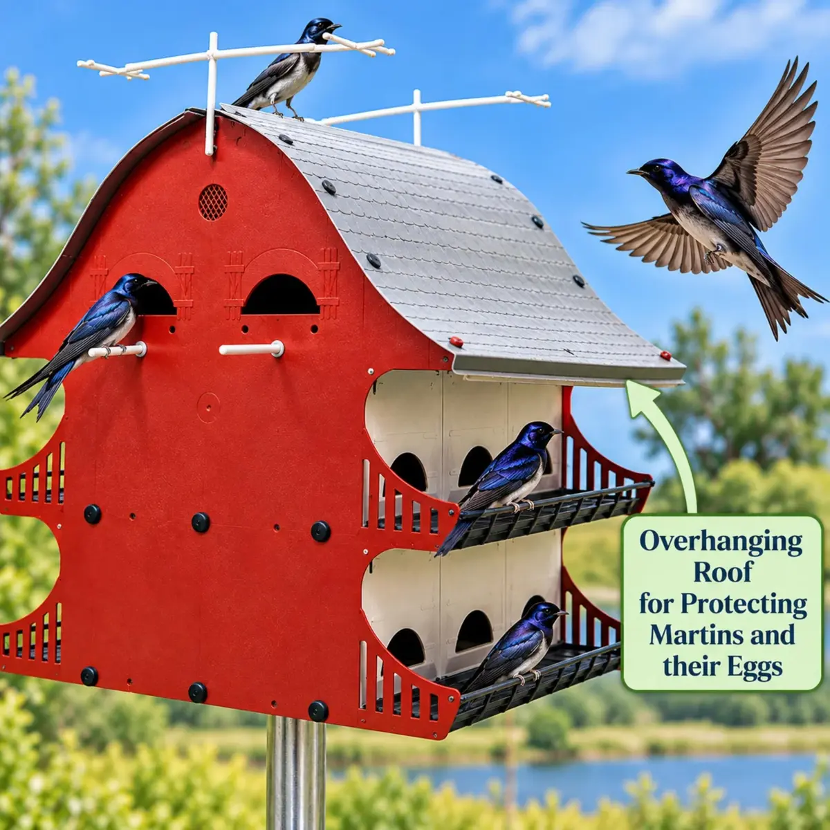 S&K Purple Martin House, 16-Room Birdhouse for Backyard Birding | Durable Polypropylene, Easy Assembly, 16 Compartments - view 8