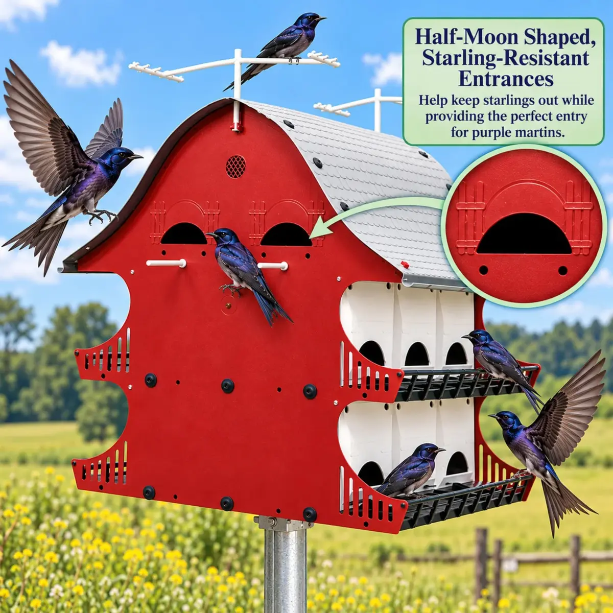 S&K Purple Martin House, 16-Room Birdhouse for Backyard Birding | Durable Polypropylene, Easy Assembly, 16 Compartments - view 2