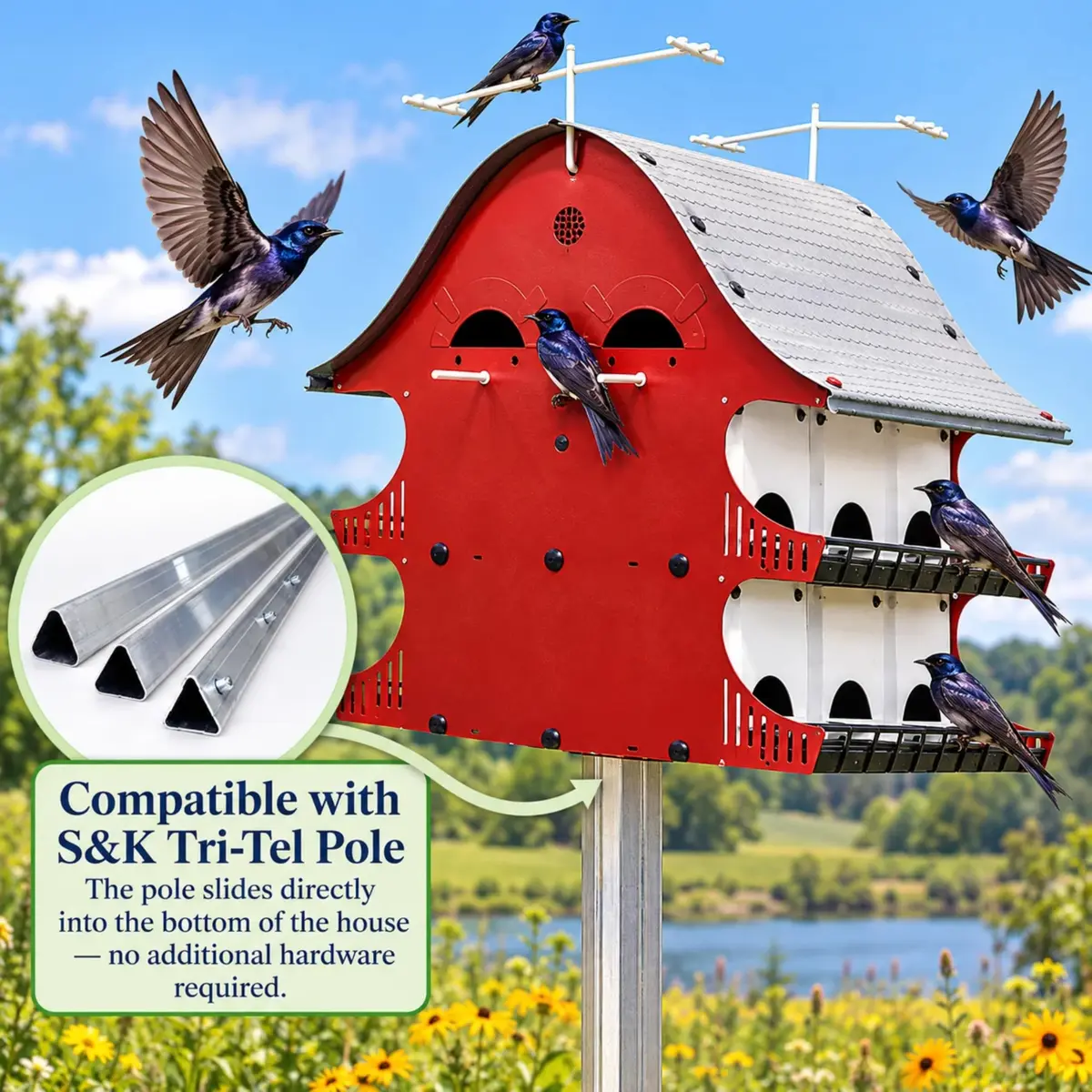 S&K Purple Martin House, 16-Room Birdhouse for Backyard Birding | Durable Polypropylene, Easy Assembly, 16 Compartments - view 4