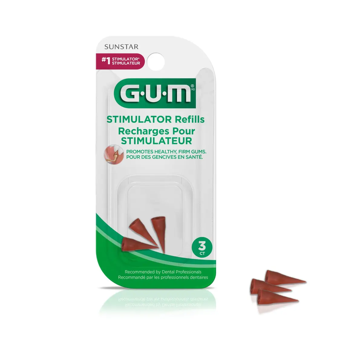 GUM Rubber Tip Stimulator Refills 3 Count (Pack of 1) | Massages Gums for Healthier Tissue - main product image
