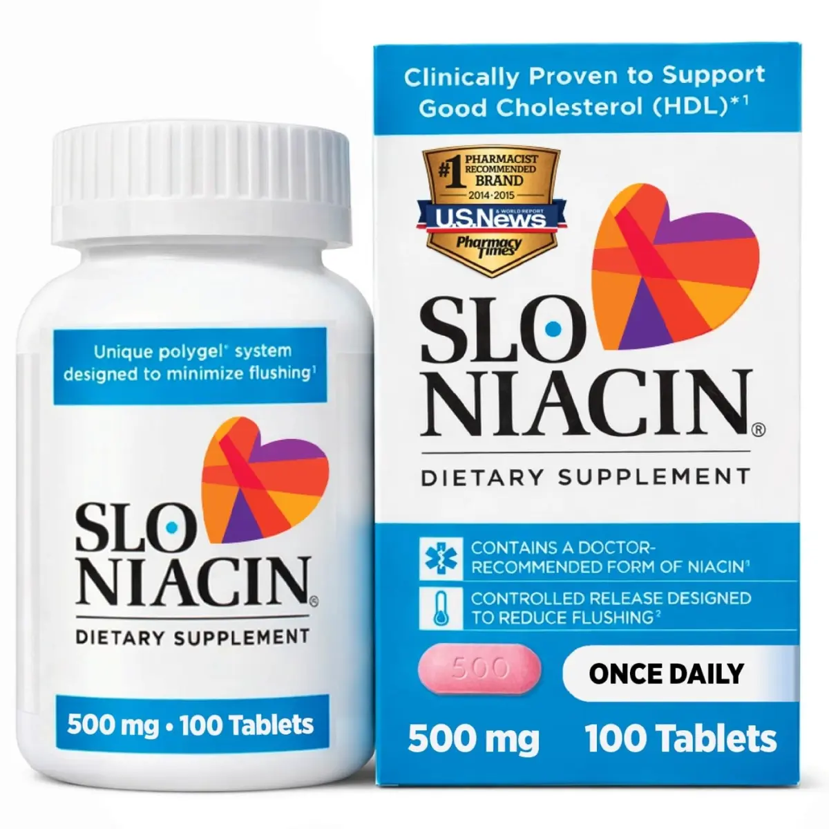 Slo-Niacin Polygel Controlled-Release Niacin 500 mg | Reduces Flushing & Itching (70-120 chars) - main product image