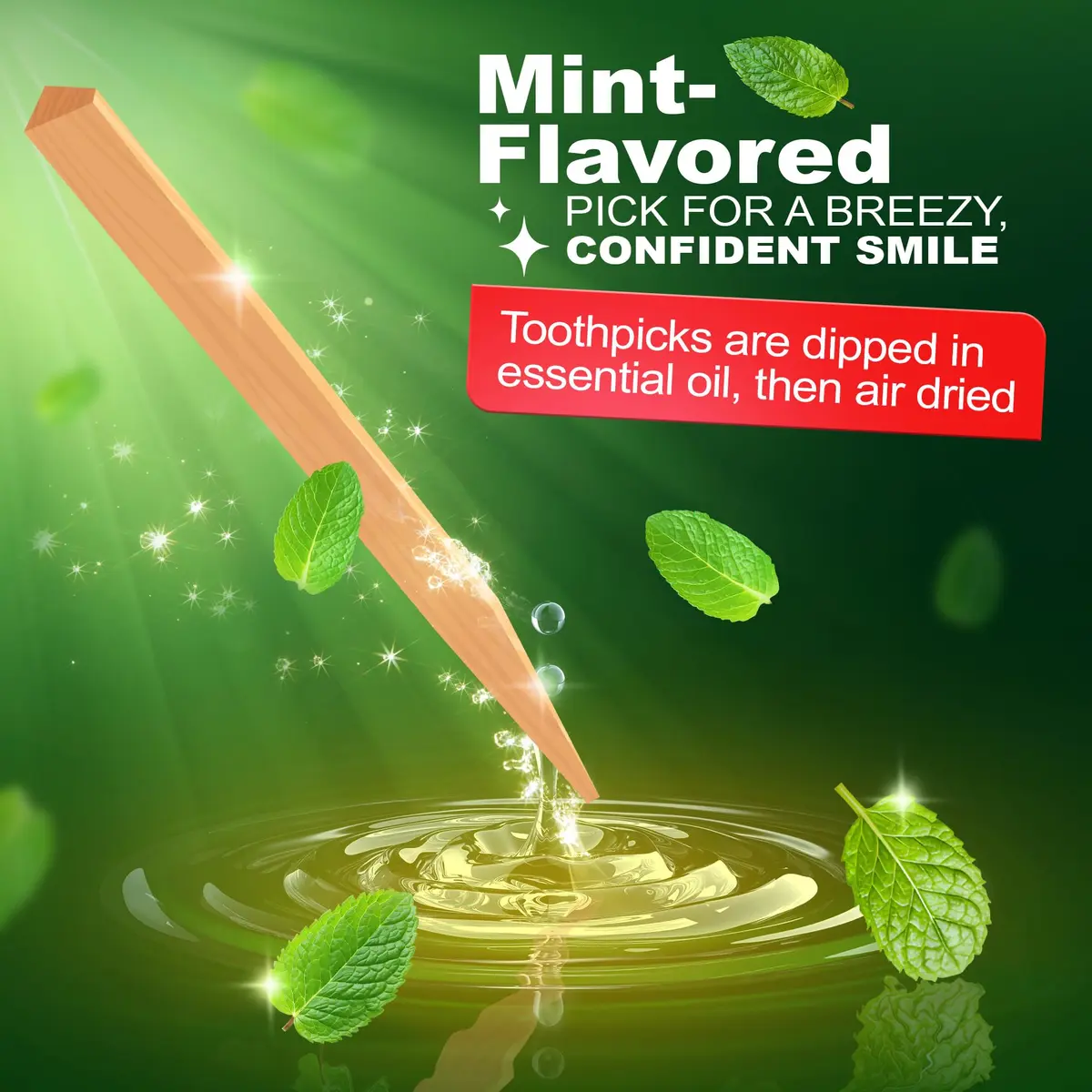 The Natural Dentist Stim-U-Dent Mint Dental Picks, Wooden Toothpicks for Food & Plaque Removal, Travel-Friendly, 4 Packs of 25 (100 Picks) | Natural Mint Flavour for Oral Hygiene - view 5