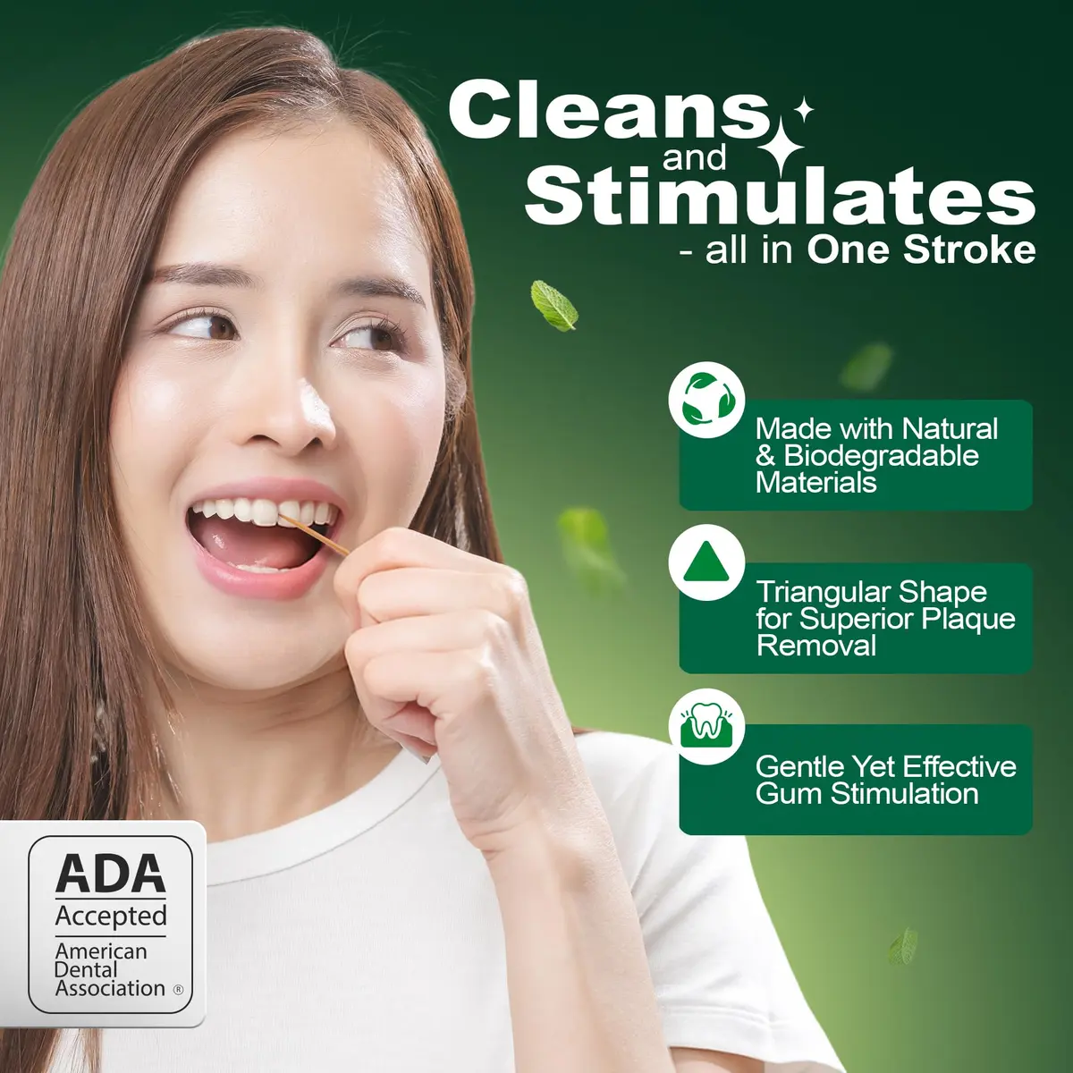 The Natural Dentist Stim-U-Dent Mint Dental Picks, Wooden Toothpicks for Food & Plaque Removal, Travel-Friendly, 4 Packs of 25 (100 Picks) | Natural Mint Flavour for Oral Hygiene - view 3