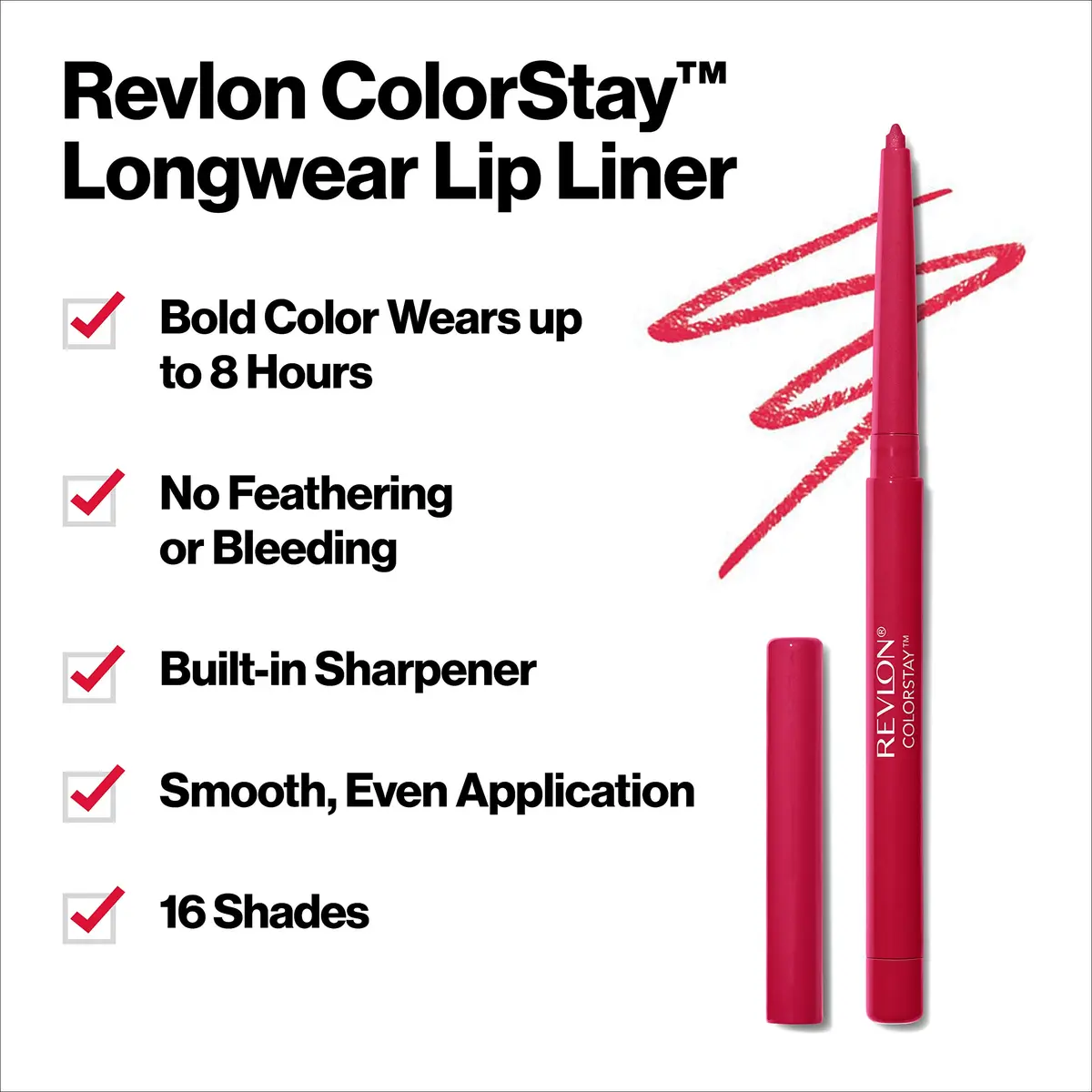 REVLON ColorStay Lipliner Pencil with Sharpener, Plums 060, 0.28g (0.01 oz) | Long-Lasting Satin Finish - view 3