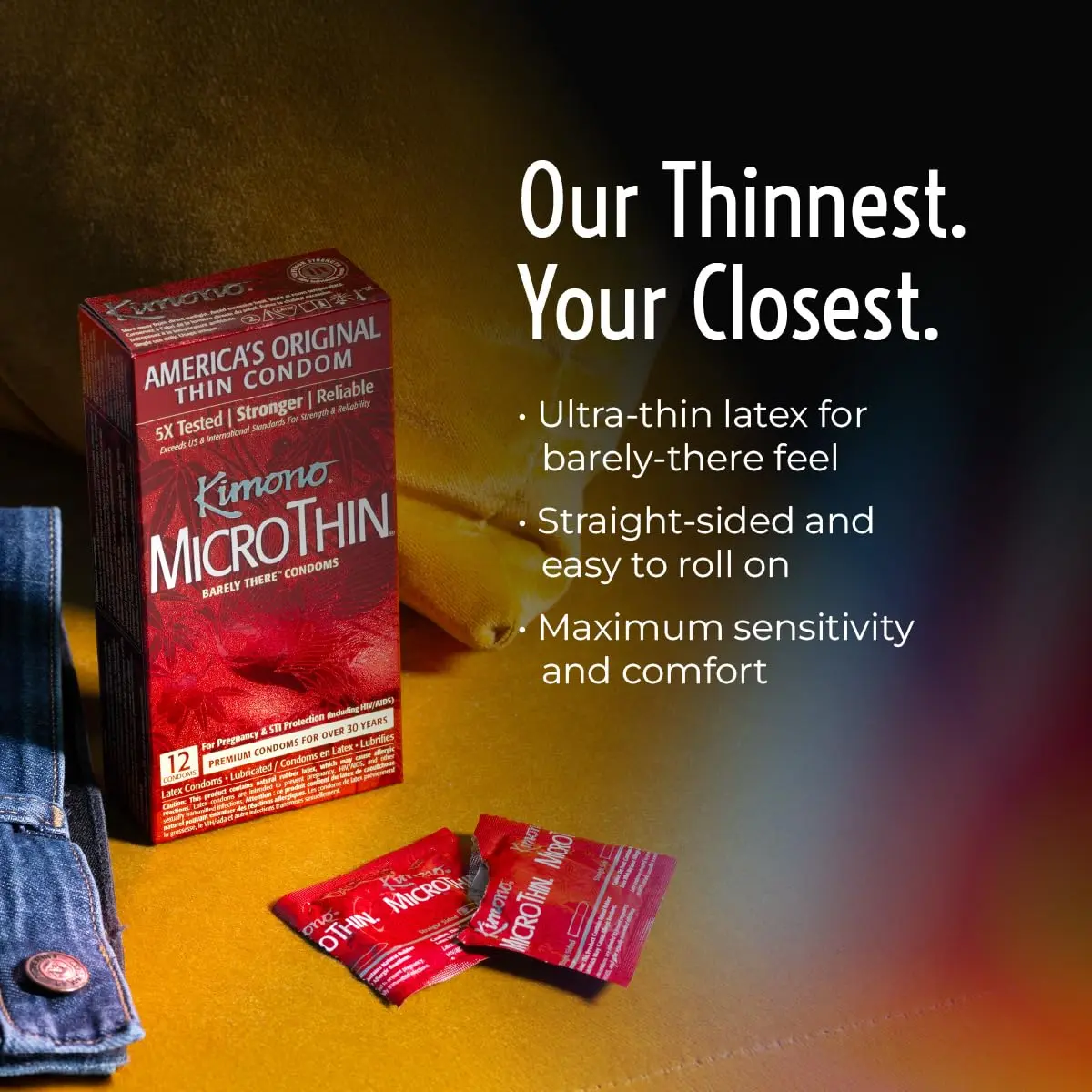 Kimono MicroThin Natural Latex Condoms Pack of 24 | Ultra Thin, Sensitive, Japanese Engineering - view 2