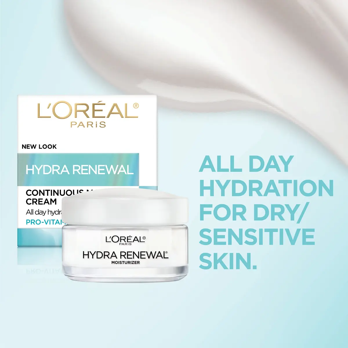 L'Oreal Paris Hydra-Renewal Face Moisturizer for Dry Sensitive Skin with Pro-Vitamin B5, 50ml (1.7 Oz) - view 2