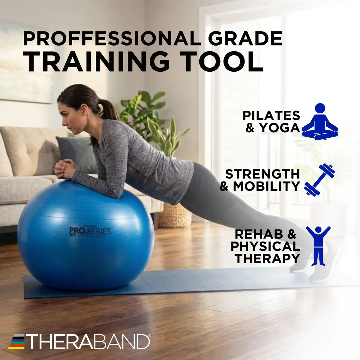 THERABAND Standard 30" Exercise Ball | Yoga Balance & Therapy Support for Adults (75cm) - view 4