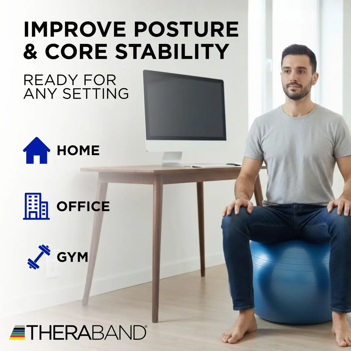 THERABAND Standard 30" Exercise Ball | Yoga Balance & Therapy Support for Adults (75cm) - view 5