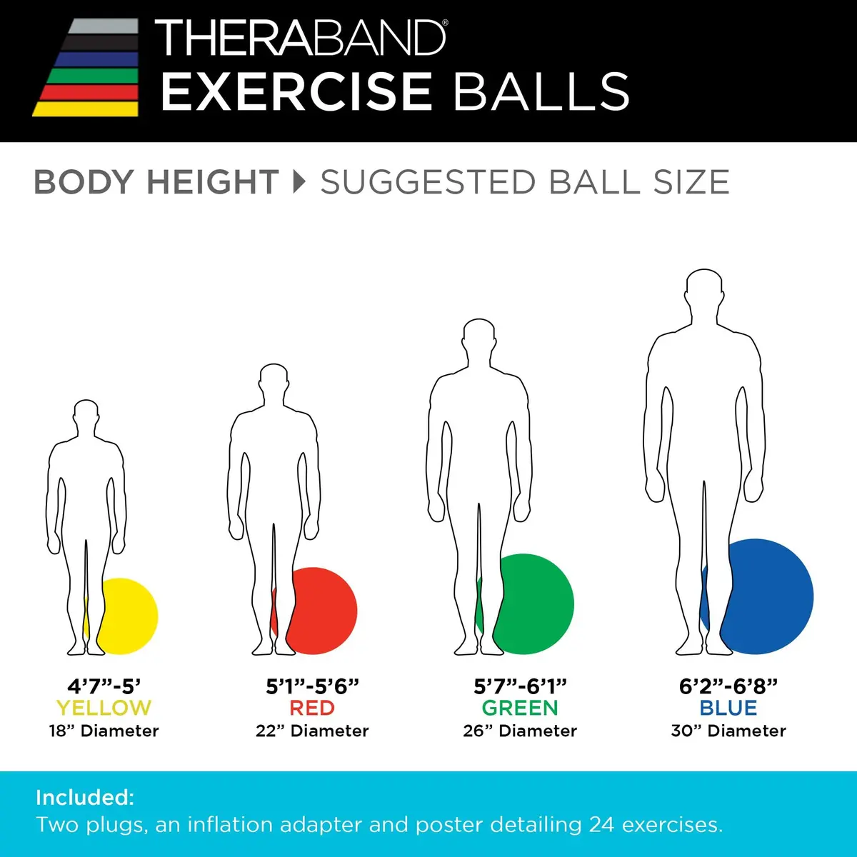 THERABAND Standard 30" Exercise Ball | Yoga Balance & Therapy Support for Adults (75cm) - view 6