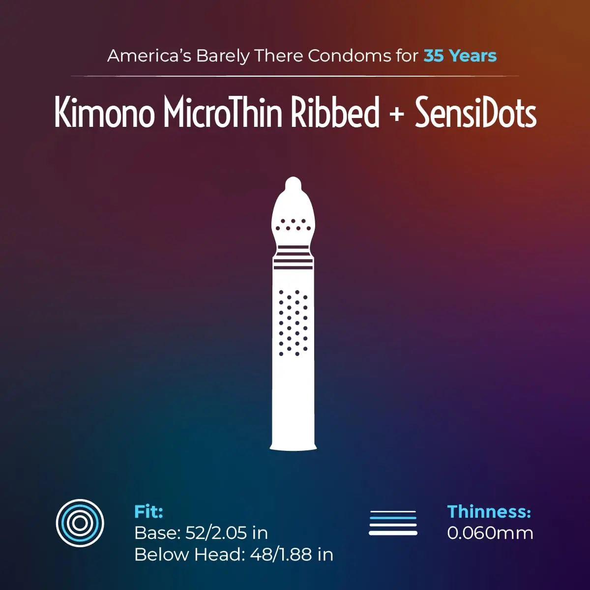 Kimono MicroThin Ribbed Sensi-Dots Condoms Pack of 12 | Ultra Thin, Ribs & Dots, Vegan Latex, Japan - view 2