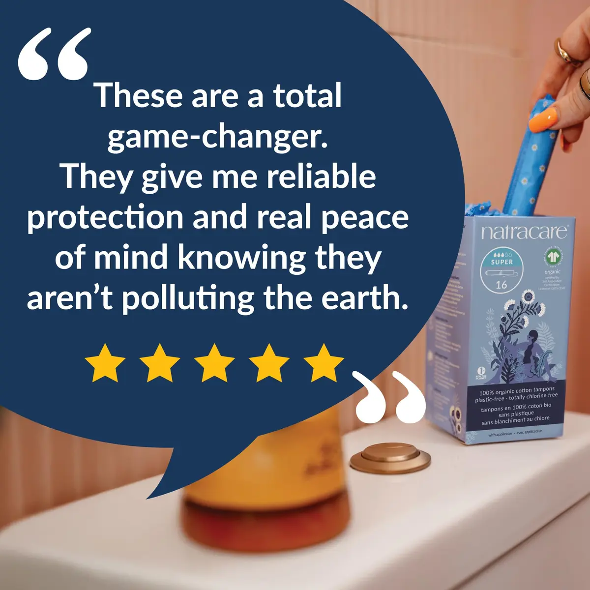 Natracare Organic Cotton Regular Tampons with Cardboard Applicator, Plastic Free, Chlorine Free, Biodegradable 100% Cotton (16 Count) | 100% Organic Cotton - view 4