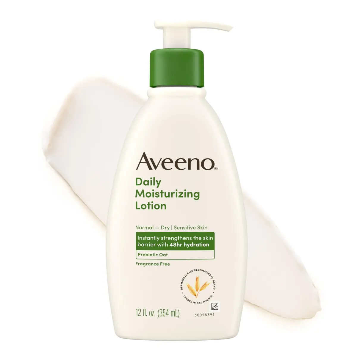 Aveeno Daily Moisturizing Body Lotion with Prebiotic Oat 354ml (12 Fl Oz) | Fragrance-Free for Dry, Sensitive Skin - main product image