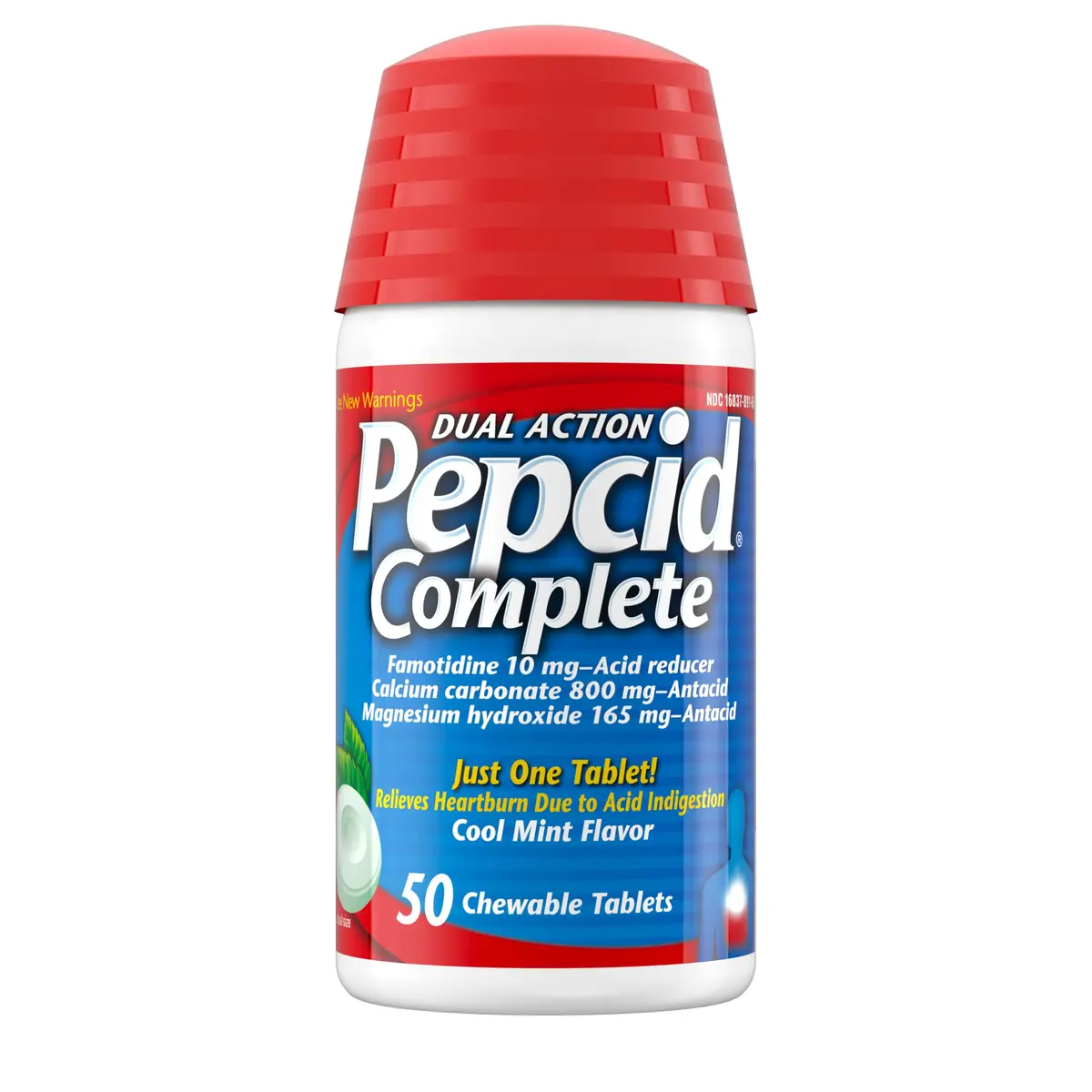Pepcid Complete Acid Reducer + Antacid Chews, 50 Count Mint | Dual-Action Heartburn Relief Medication - main product image