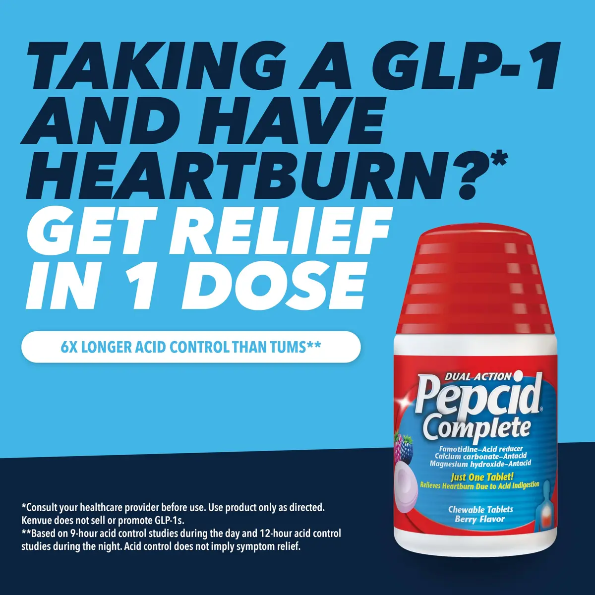 Pepcid Complete Acid Reducer + Antacid Chews, 50 Count Mint | Dual-Action Heartburn Relief Medication - view 5