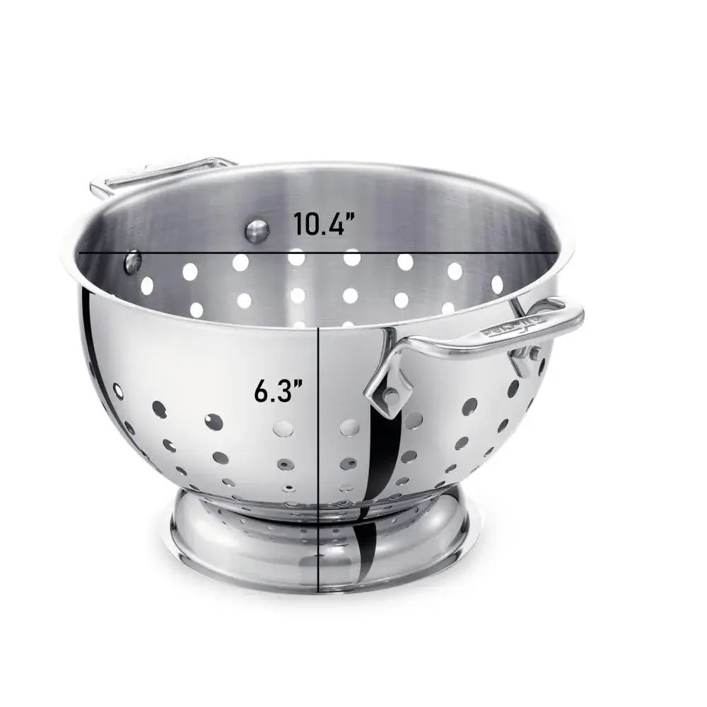 All-Clad Stainless Steel Colander 5 Quart | Heavy Duty Pasta Strainer with Handle & Pedestal Base - view 5