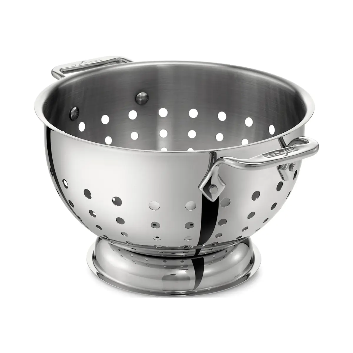 All-Clad Stainless Steel Colander 5 Quart | Heavy Duty Pasta Strainer with Handle & Pedestal Base - main product image