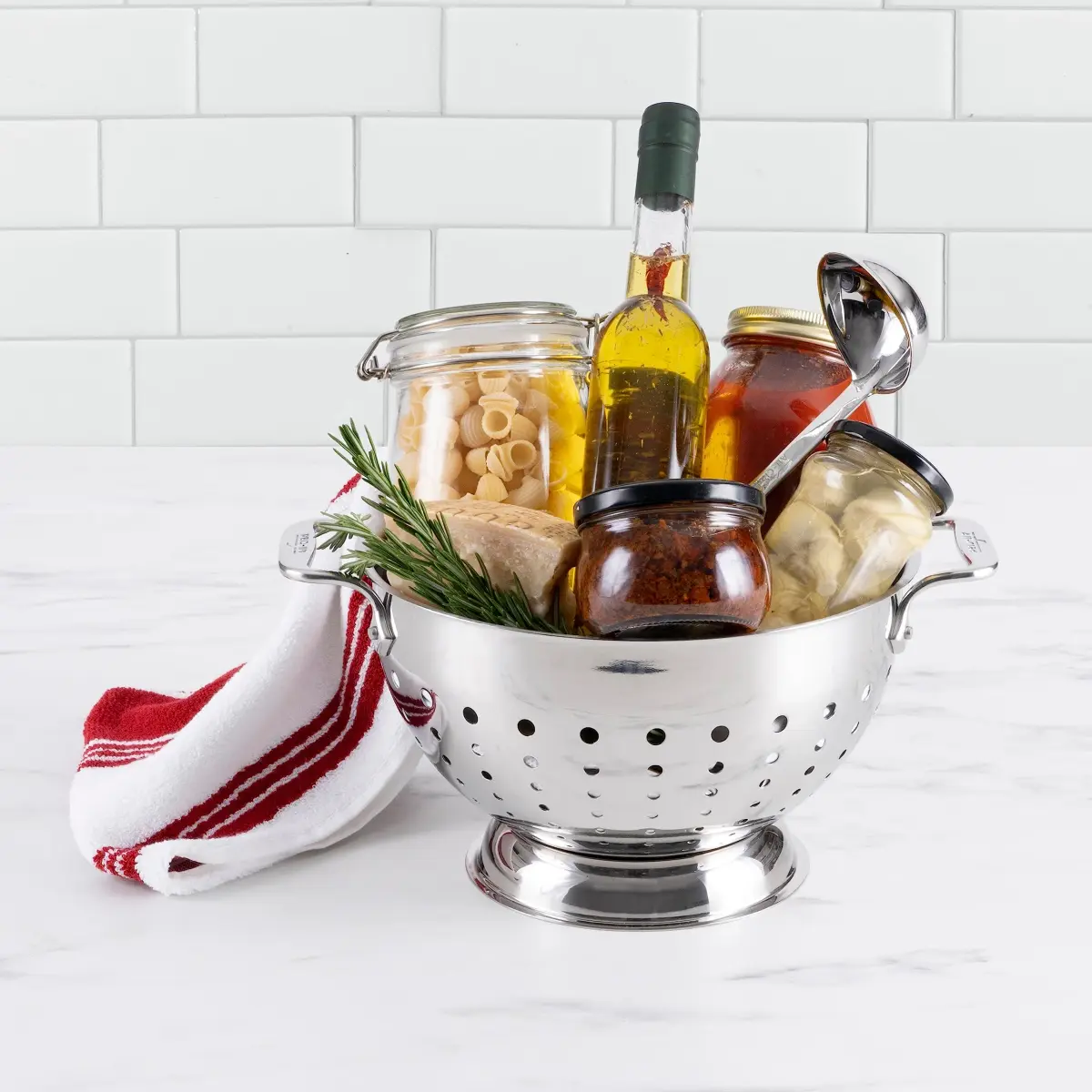All-Clad Stainless Steel Colander 5 Quart | Heavy Duty Pasta Strainer with Handle & Pedestal Base - view 2