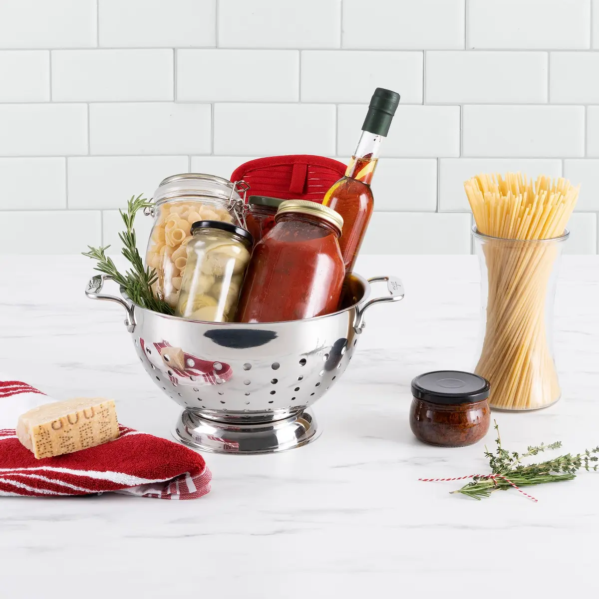 All-Clad Stainless Steel Colander 5 Quart | Heavy Duty Pasta Strainer with Handle & Pedestal Base - view 3