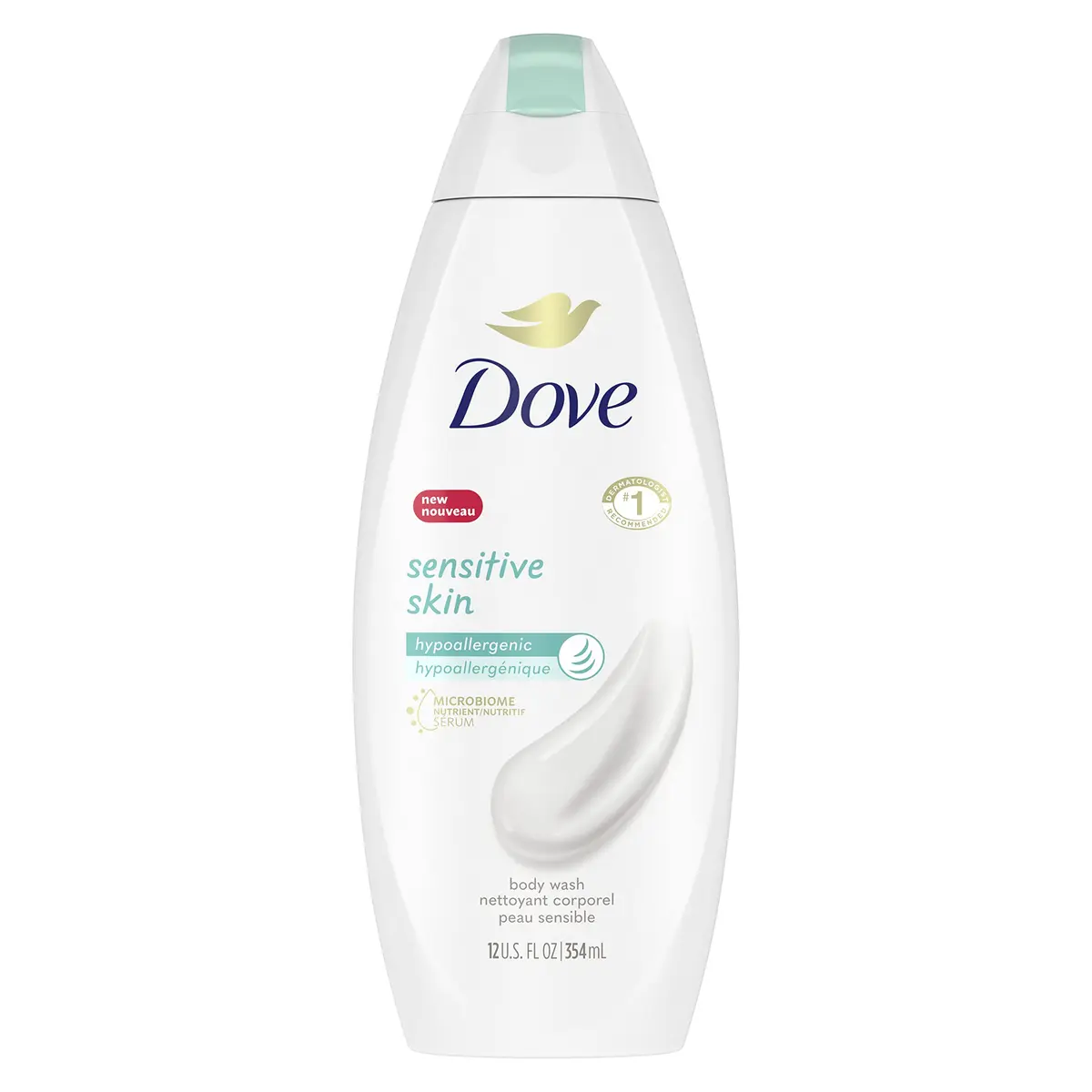 Dove Sensitive Skin Body Wash Hypoallergenic Unscented 350ml (12 Fl Oz) | Gentle Cleansing for Delicate Skin - main product image