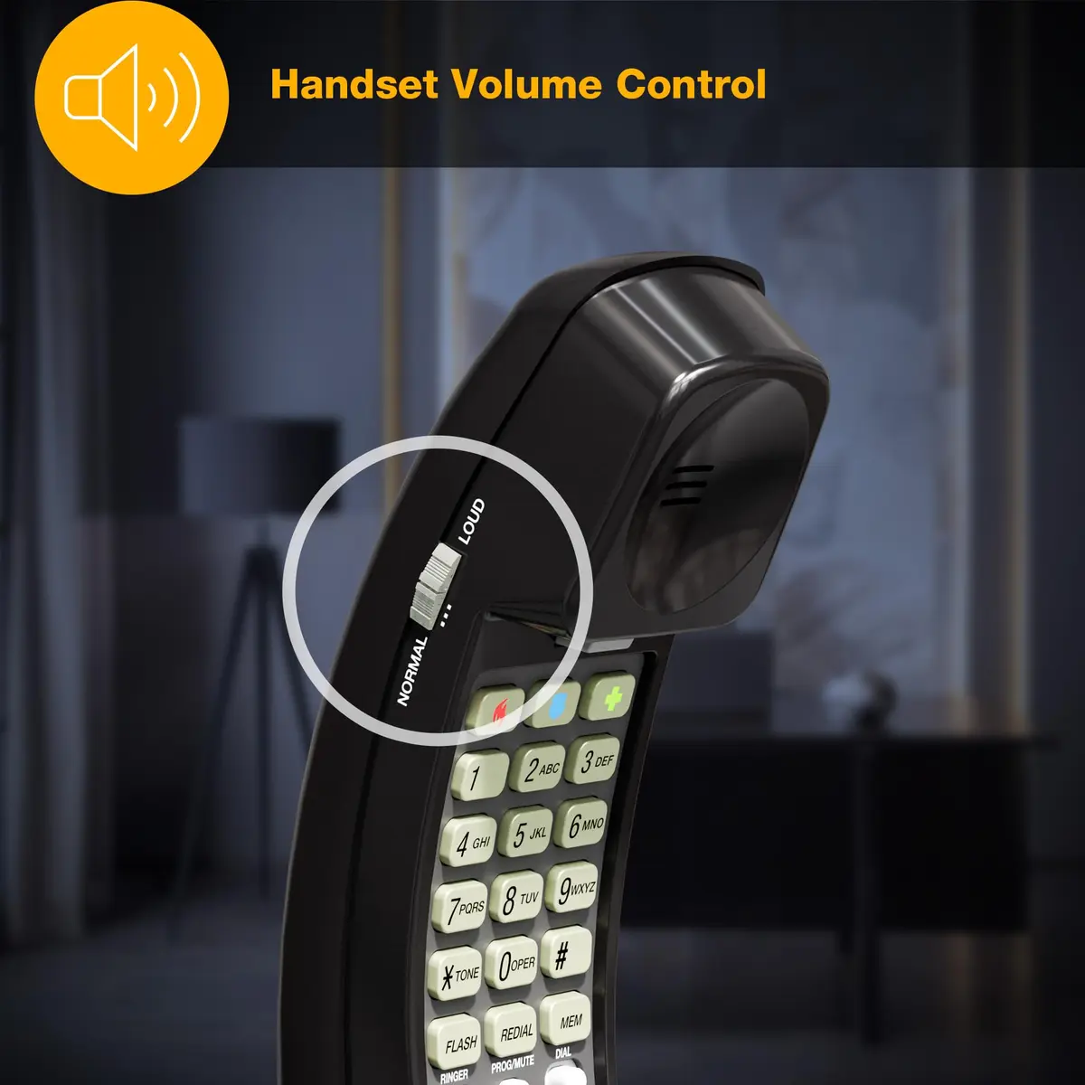 AT&T 210 Basic Trimline Corded Phone | No AC Power Required, Wall-Mountable, Black - view 8