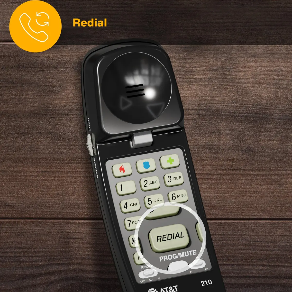 AT&T 210 Basic Trimline Corded Phone | No AC Power Required, Wall-Mountable, Black - view 9