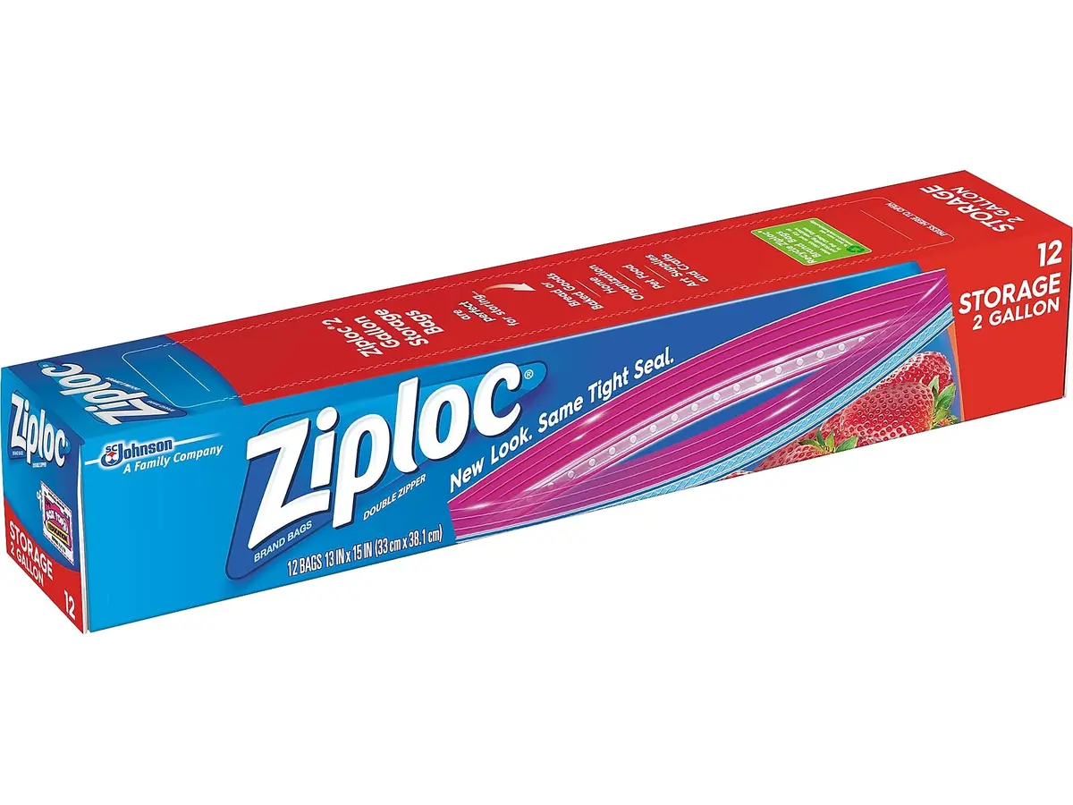 Ziploc Storage Bags, Jumbo 2 Gallon Size | Sealable, Reusable Plastic Bags for Food Storage - main product image